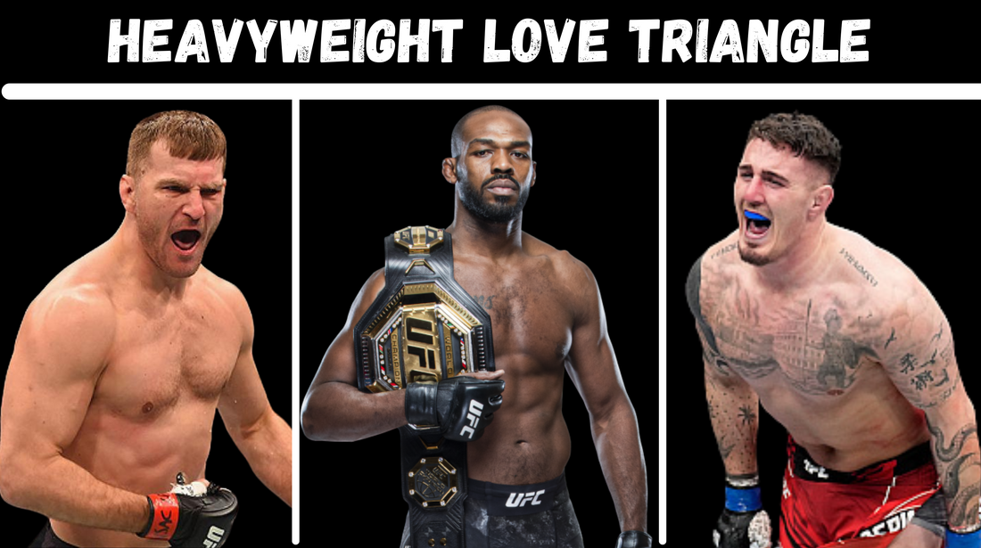 Images of Tom Aspinall, Jon Jones, and Chris Curtis 
